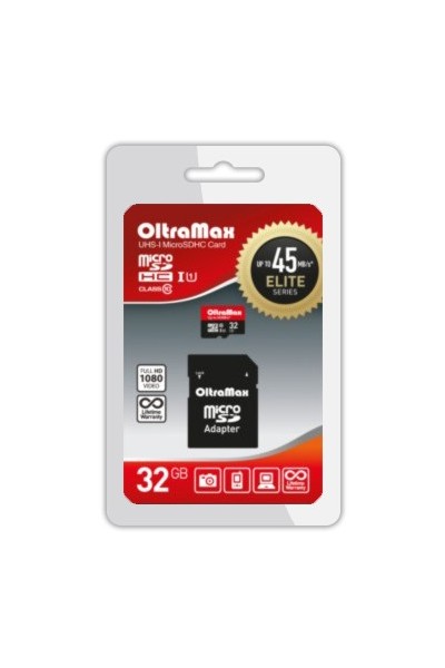 Карта памяти micro-SD OltraMax 32Gb 10 UHS-1 Elite с адаптером