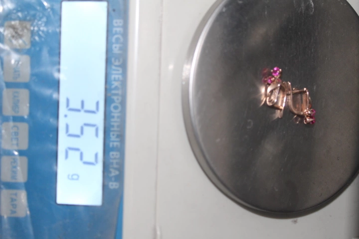 Серьги золотые с камнями  583 проба 3,52 гр 1,5 см (ФМ)