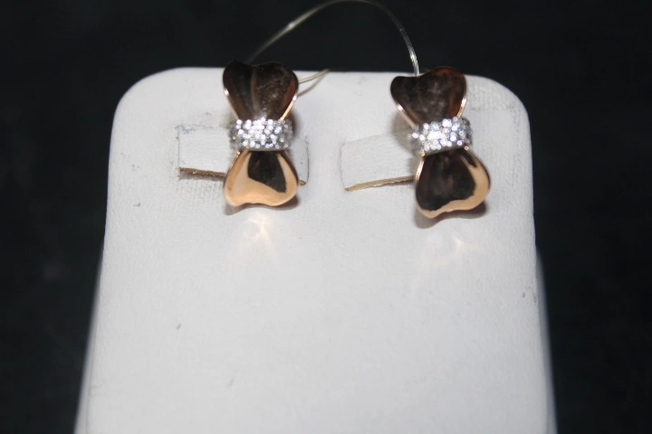 Серьги золотые с камнями  585 проба 4,26 гр. 1,5 см. ФМ