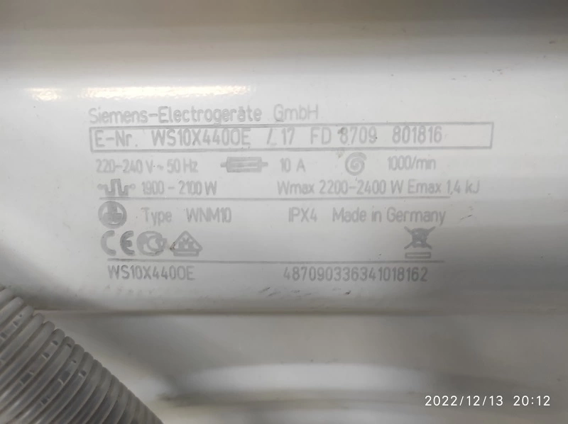 Стиральная машина Siemens Electrogerate WS10X440OE