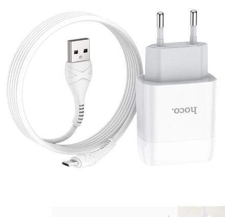 Зарядное устройство для телефона Hoco C73A, 2USB, 2.4А + Lightning 1м, белый
