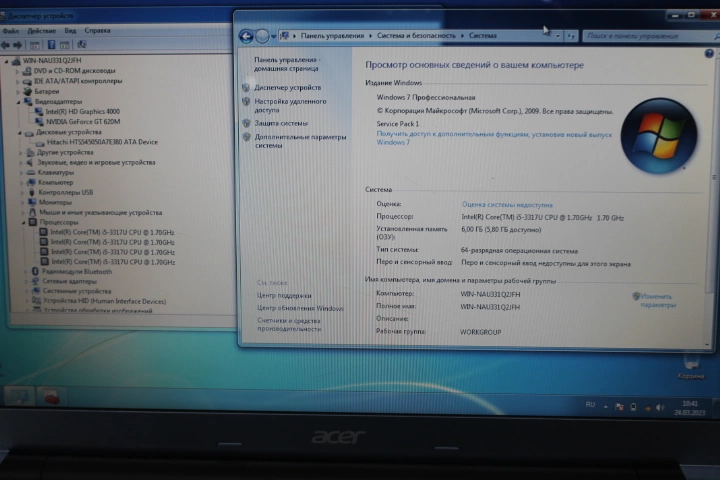 Ноутбук Acer i5-3317U 1.7GHz/DDR3 6Gb/HDD500/Nvidia 620M 1Gb