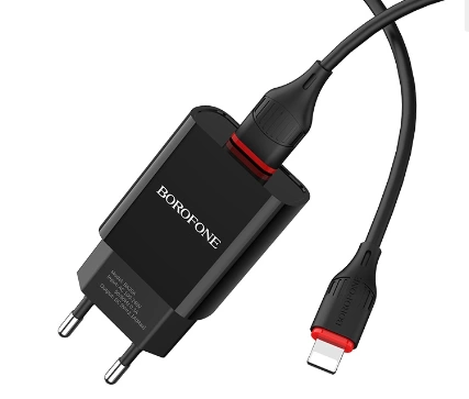 Зарядное устройство для телефона Borofone BA20A, 1USB, 2.1A + MicroUSB 1м, черный