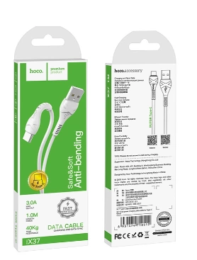 Кабель Hoco  USB - Type-C X37, 3А, ПВХ, 1м, белый
