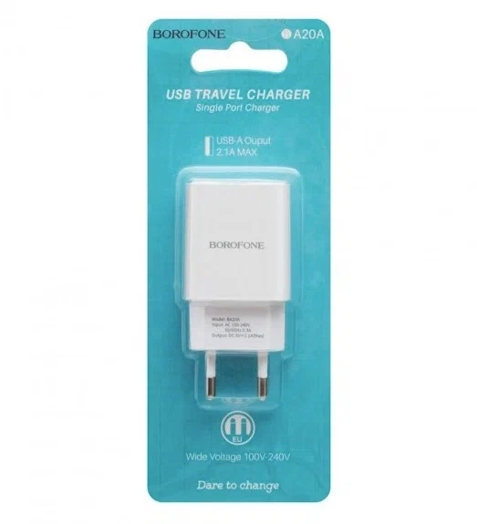 Зарядное устройство для телефона Borofone BA20A СЗУ+MICRO USB 2.1 A Белый