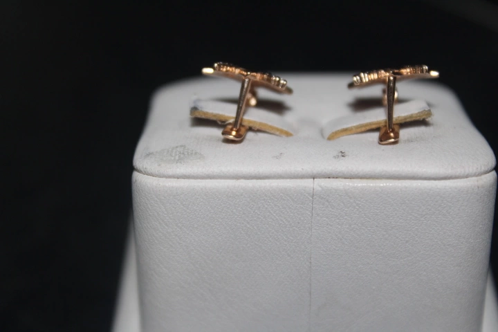 Серьги золотые с камнями  585 проба 3,16 гр 1 см (ФМ)
