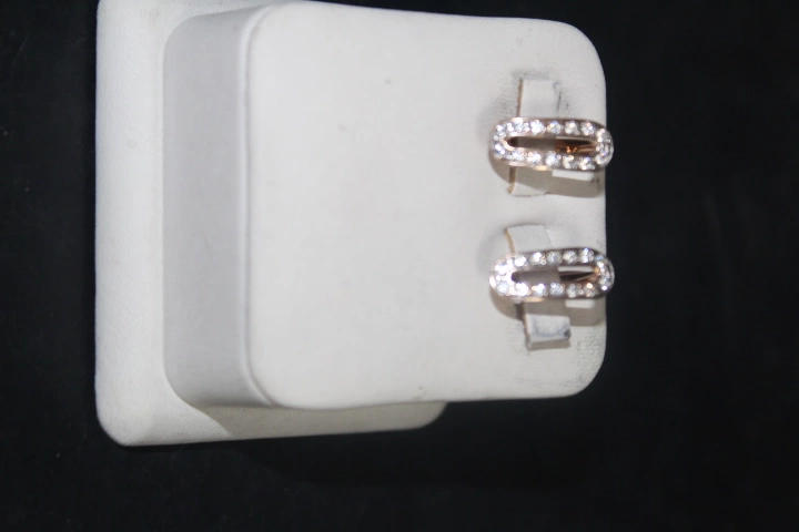 Серьги золотые с камнями  585 проба 3,21 гр 1 см (ФМ)