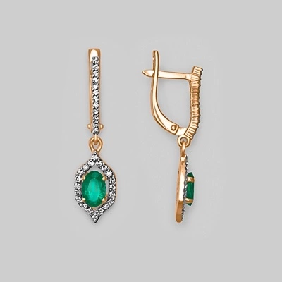 Серьги золотые с камнями  585пр 2,68гр н/м