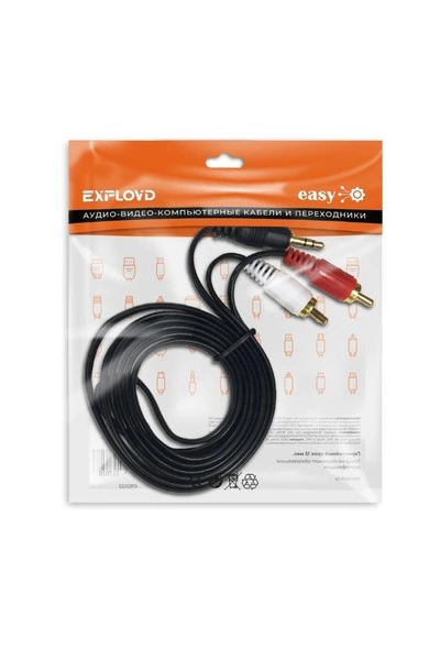 Кабель AUX Exployd 2 RCA - AUX/чёрный/1.5M/Easy/EX-K-1403