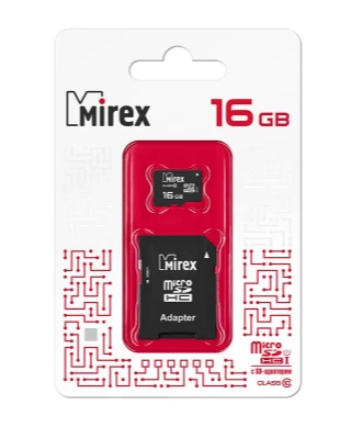 Карта памяти micro-SD Mirex 16Gb class 10 с адаптером UHS-I