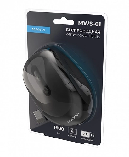 Мышь беспроводная MAXVI MWS-02 black