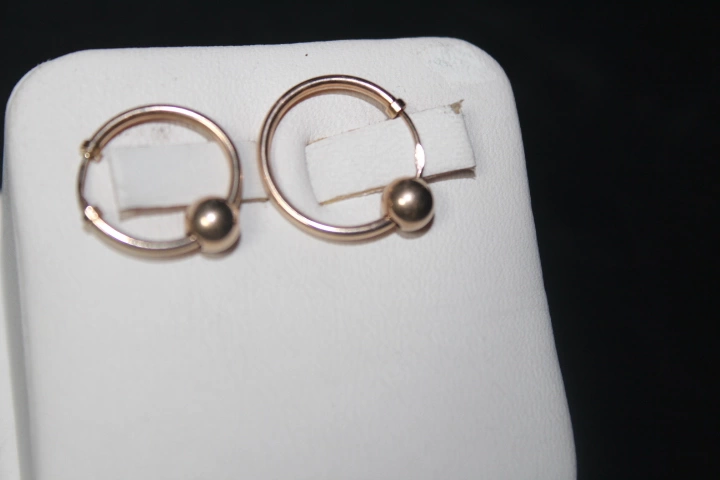 Серьги  золотые 585 проба 1,41 гр. 1,5 см.(ФМ)