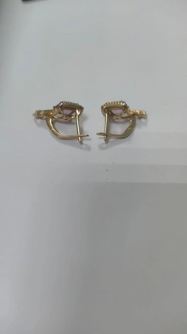 Серьги золотые с камнями  585пр 4,735гр ФМ