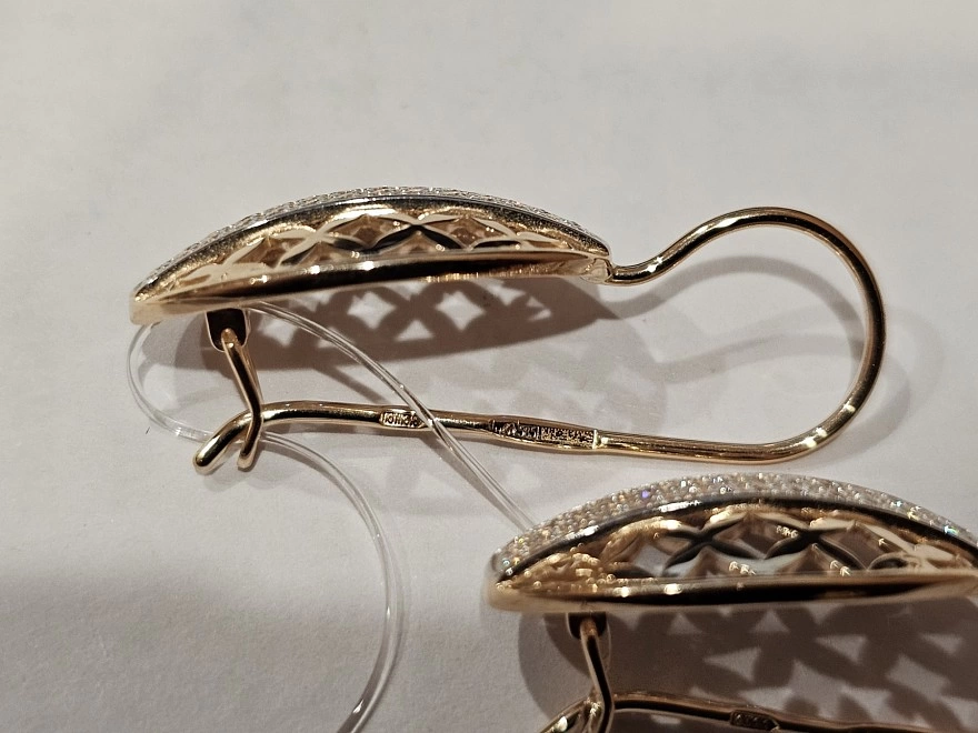Серьги золотые с камнями  585пр 3,98гр (ФМ)