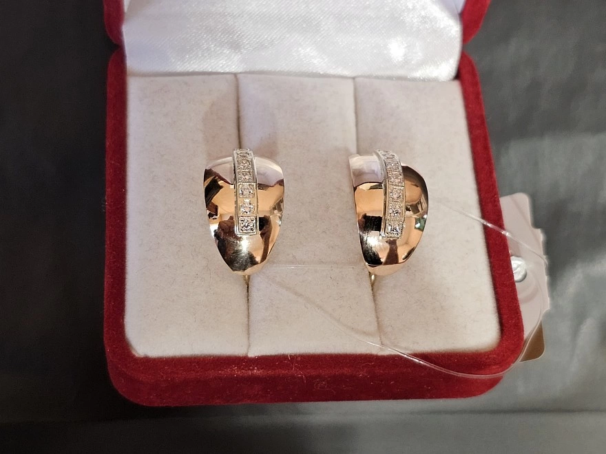 Серьги золотые с камнями  585 проба 3,92гр (ФМ)