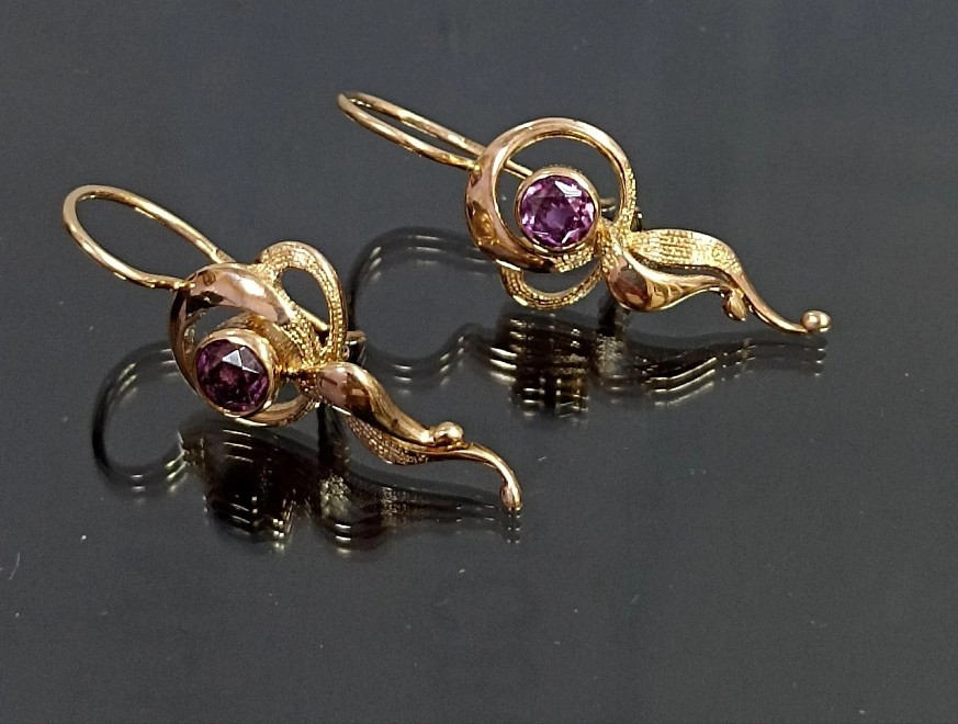 Серьги  золотые 585  проба 6,28 гр. (5,978гр.) Ф.М.