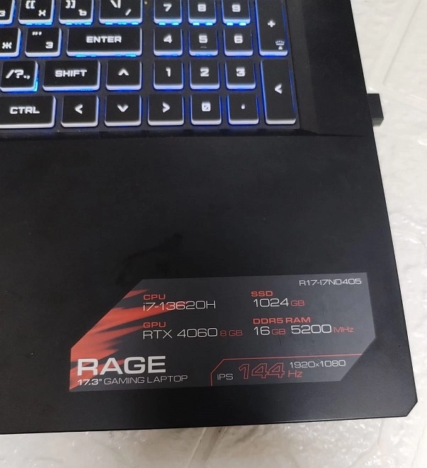 Ноутбук Ardor Gaming i7-13620H/RAM16GB/SSD1TB/RTX4060/8GB