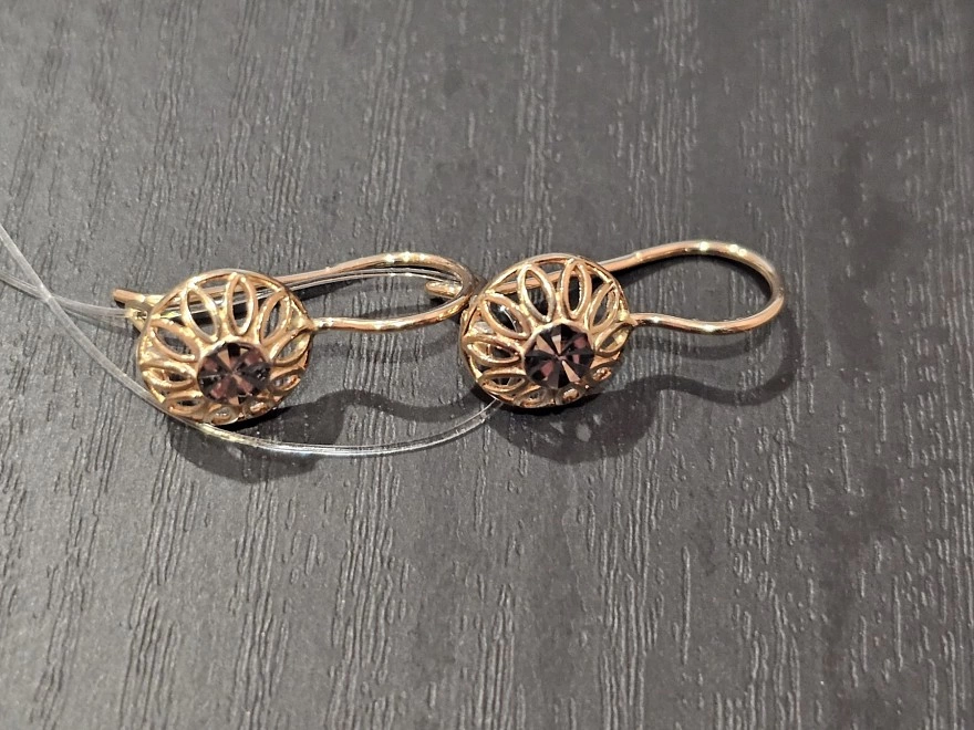 Серьги золотые с камнями  585пр 1,75гр (ФМ)