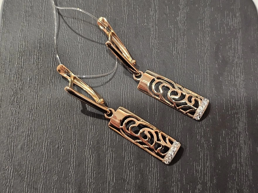 Серьги золотые с камнями  585пр 3,25гр (ФМ)