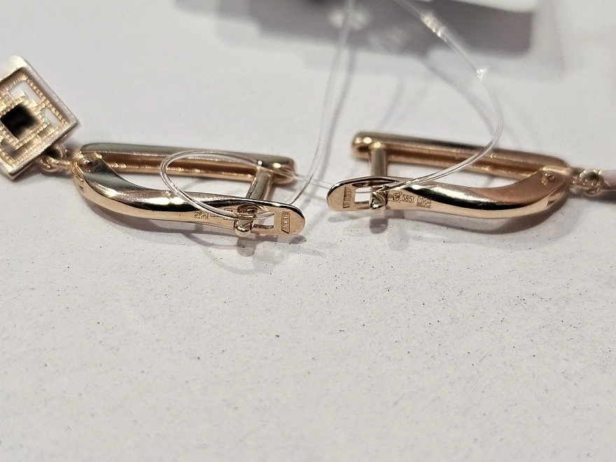 Серьги золотые с камнями  585 проба 2,6гр (ФМ)
