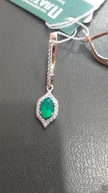 Серьги золотые с камнями  585пр 2,68гр н/м