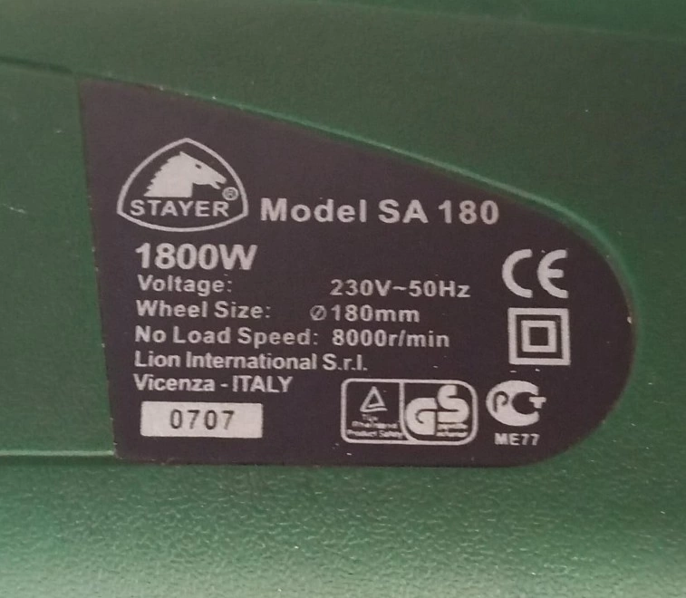 Болгарка  STAYER   SA 180