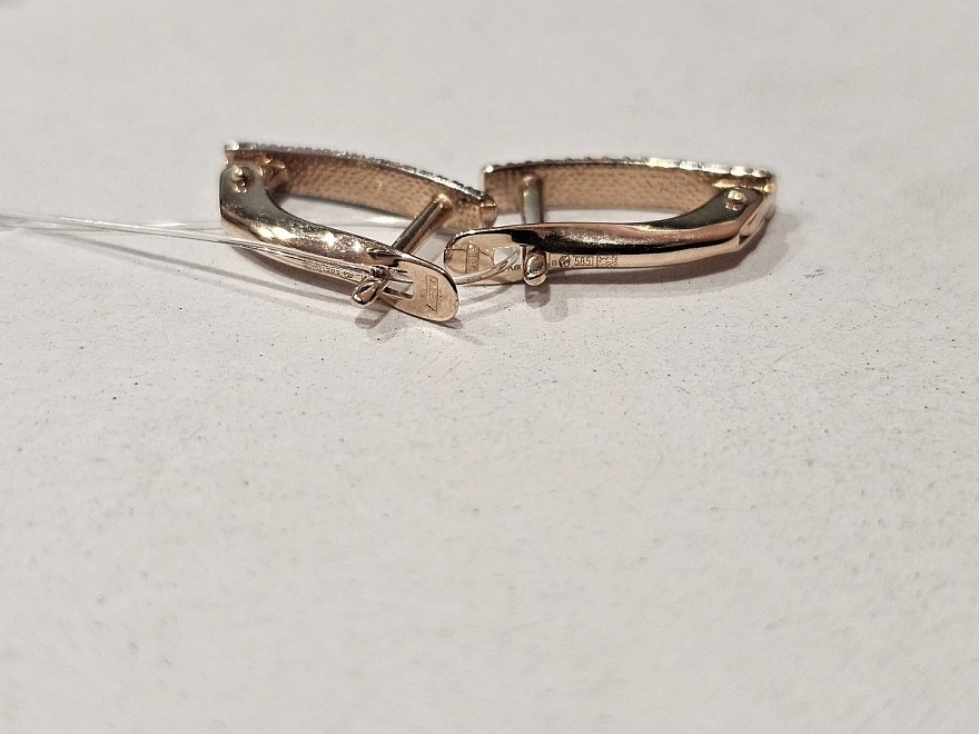 Серьги золотые с камнями  585 проба 1,56гр (ФМ)