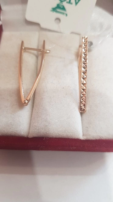 Серьги золотые  Лыжи 585пр 3,22гр ФМ