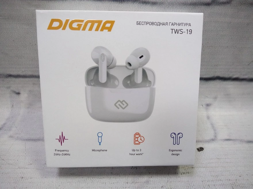 Наушники беспроводные Digma TWS-19 белый