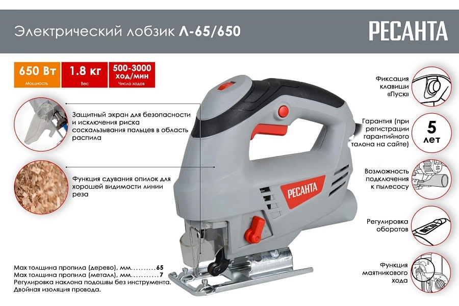 Электролобзик РЕСАНТА Л-65/650