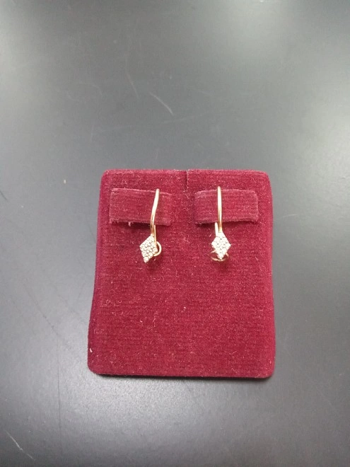 Серьги золотые с камнями  585 проба 0,88 гр (ФМ)
