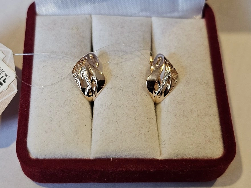Серьги золотые с камнями  585 проба 2,52гр (ФМ)