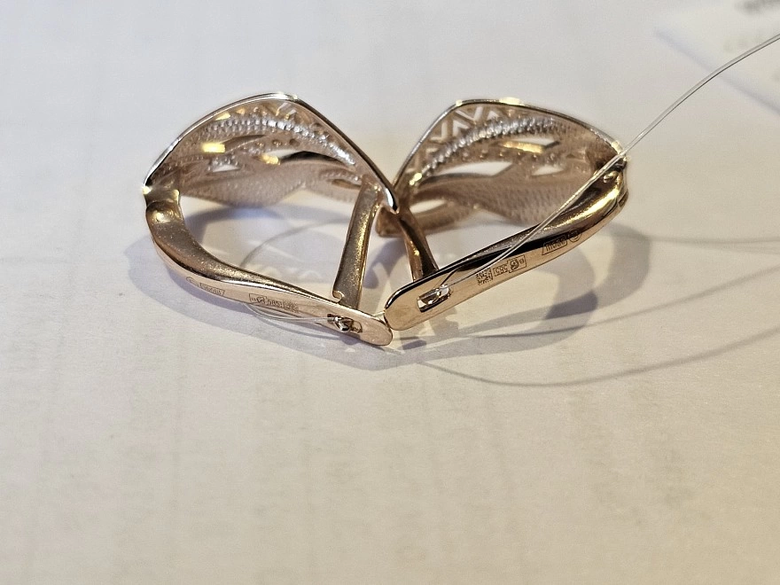 Серьги золотые с камнями  585 проба 2,52гр (ФМ)