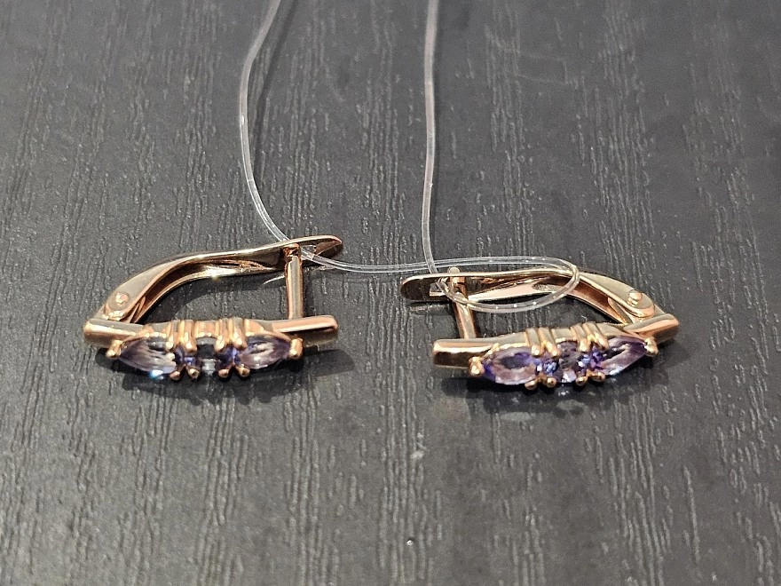 Серьги золотые с камнями  585 проба 2,09гр (ФМ)