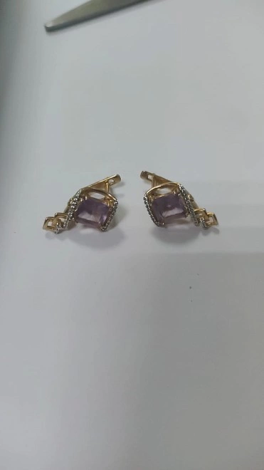 Серьги золотые с камнями  585пр 4,735гр ФМ