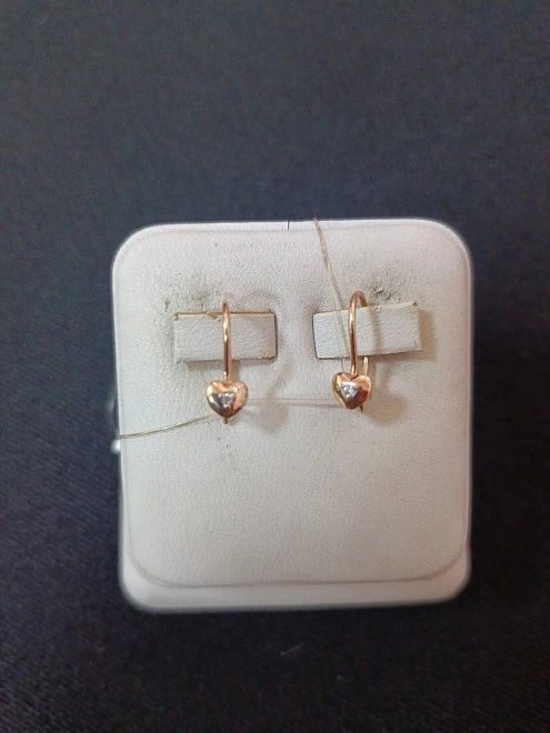 Серьги золотые с камнями  585 пр 0,8 гр ФМ