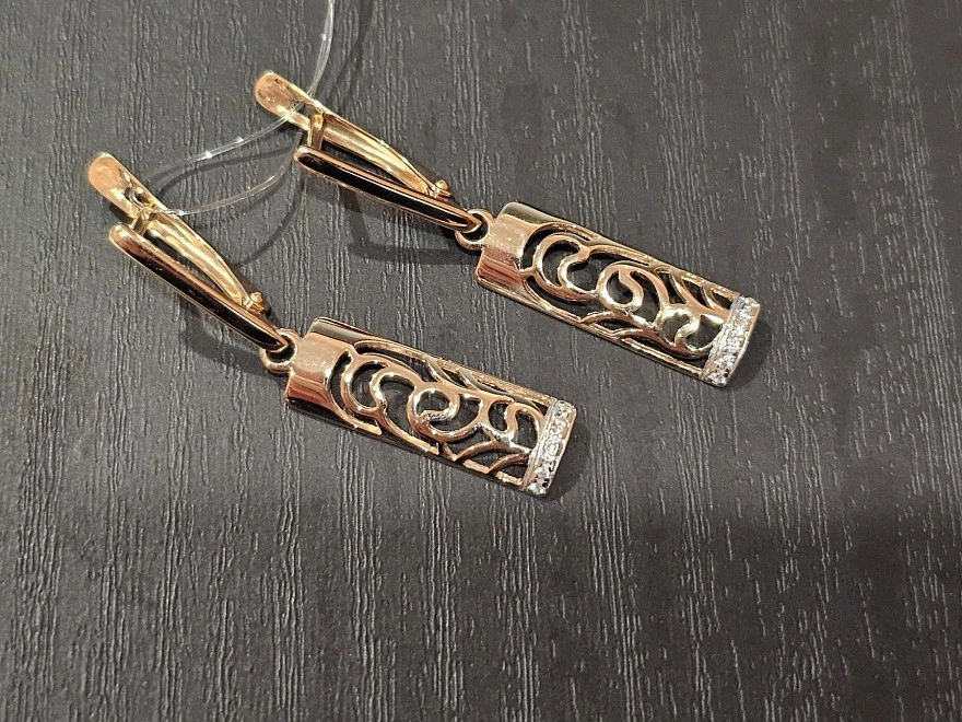Серьги золотые с камнями  585пр 3,23гр (ФМ)
