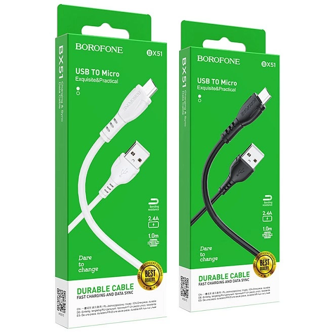 Зарядное устройство для телефона Borofone Micro-USB BX51 2.4A 1м