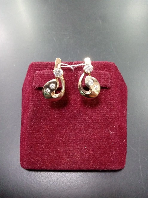 Серьги золотые с камнями  585 проба 3,75 гр (ФМ)