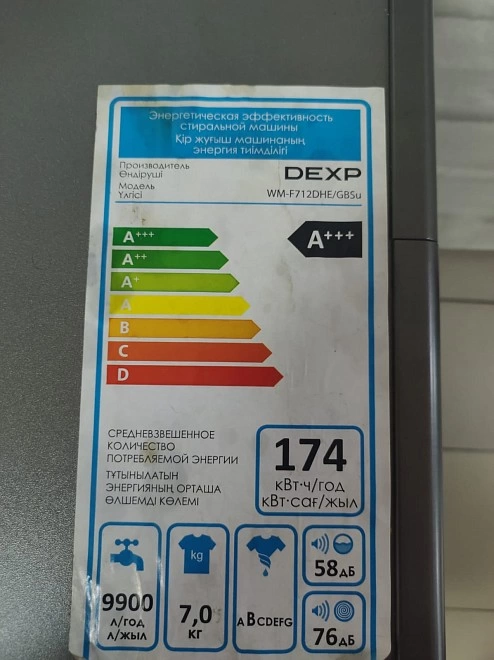 Стиральная машина Dexp WM-F712DHE