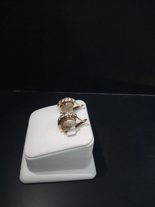 Серьги золотые с камнями  585 проба, 6,825гр.(ФМ)