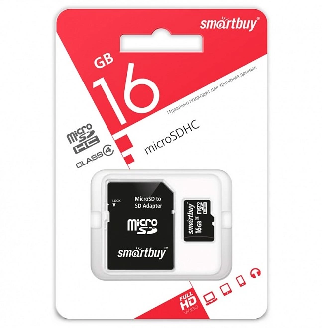 Карта памяти micro-SD Smartbuy class 16Gb