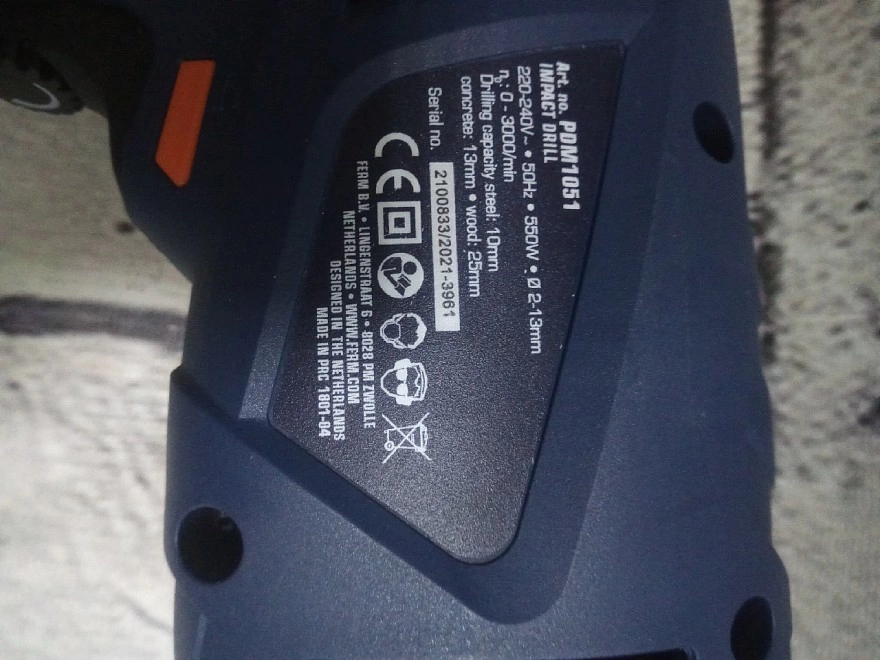 Дрель ударная Ferm PDM1051, 550 Вт