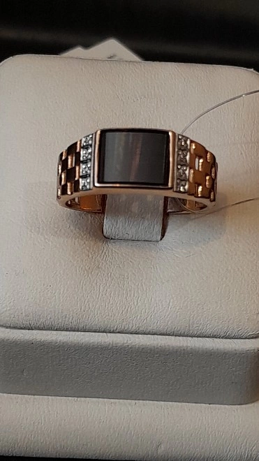 Печатка золотая с камнями  585пр 19,5р-р 4,69гр (ФМ)