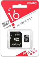 Карта памяти micro-SD Smartbuy 16Gb class 10 UHS с адаптером COMPACT