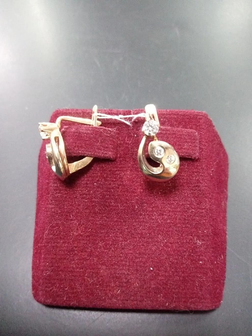 Серьги золотые с камнями  585 проба 3,75 гр (ФМ)