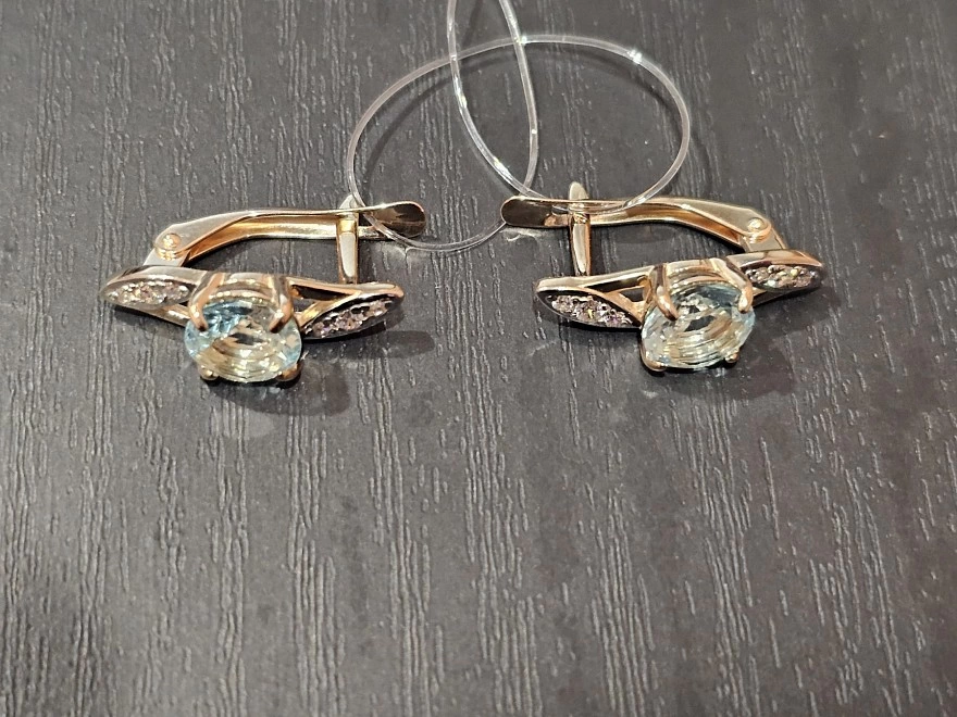 Серьги золотые с камнями  585пр 3,59гр  (ФМ)