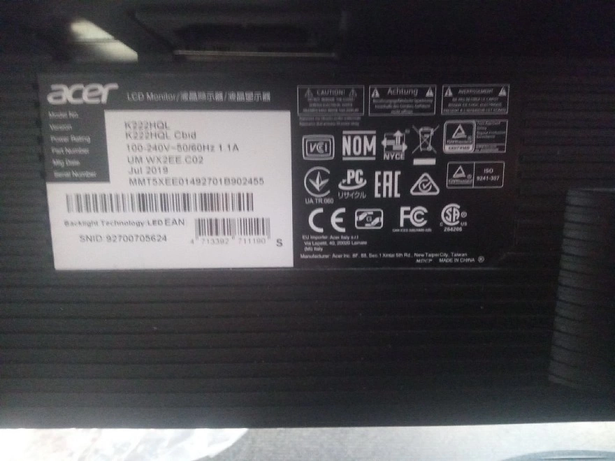 Монитор Acer K222HQLbd