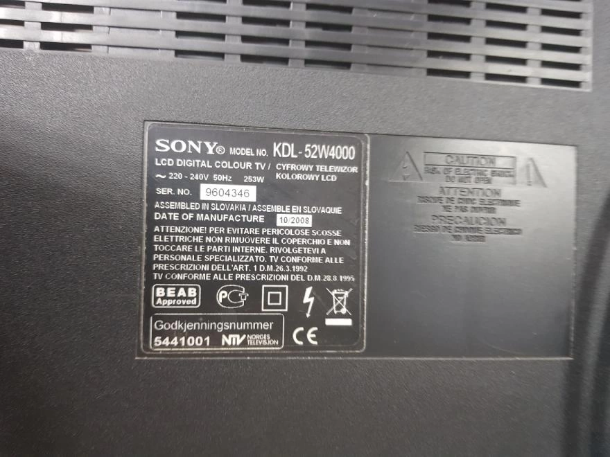 Телевизор Sony KDL-52W4000