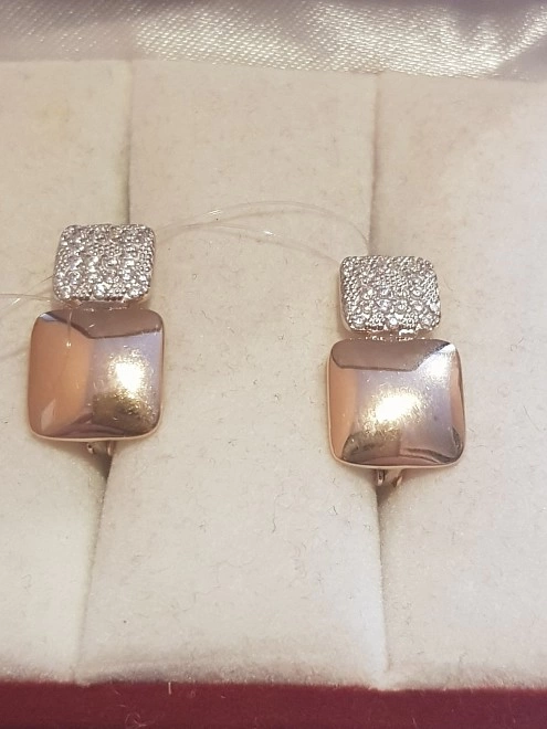 Серьги золотые с камнями  585пр 3,04(2,944)(фм)